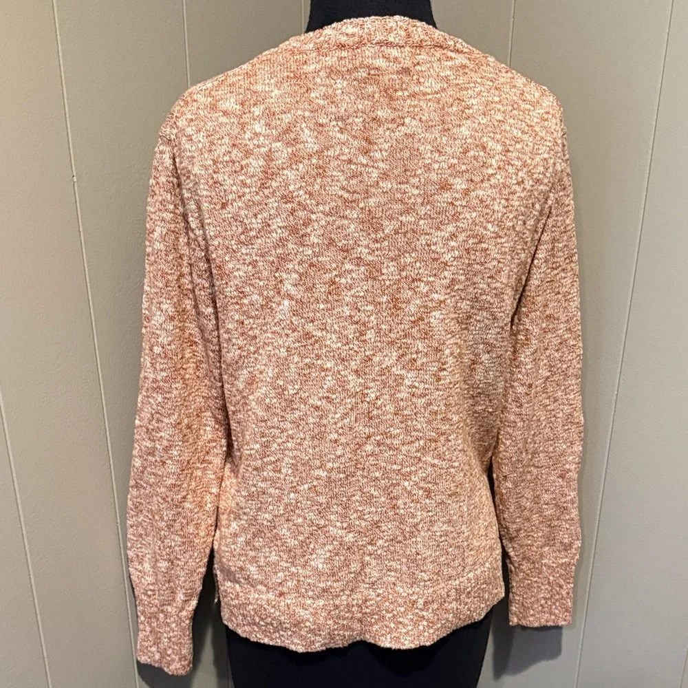 J. Crew Women's Small Speckled Knit Sweater - Rusty Orange and White